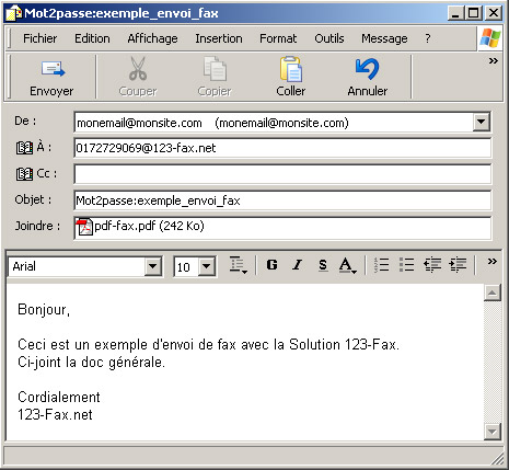 exemple mail d'envoi de document